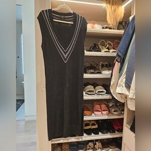 rag & bone Black Midi Dress with White Accents